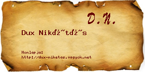 Dux Nikétás névjegykártya